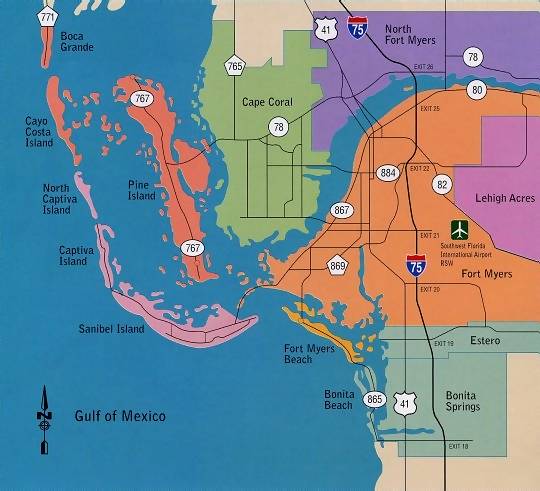 Cape Coral and Fort Myers Map